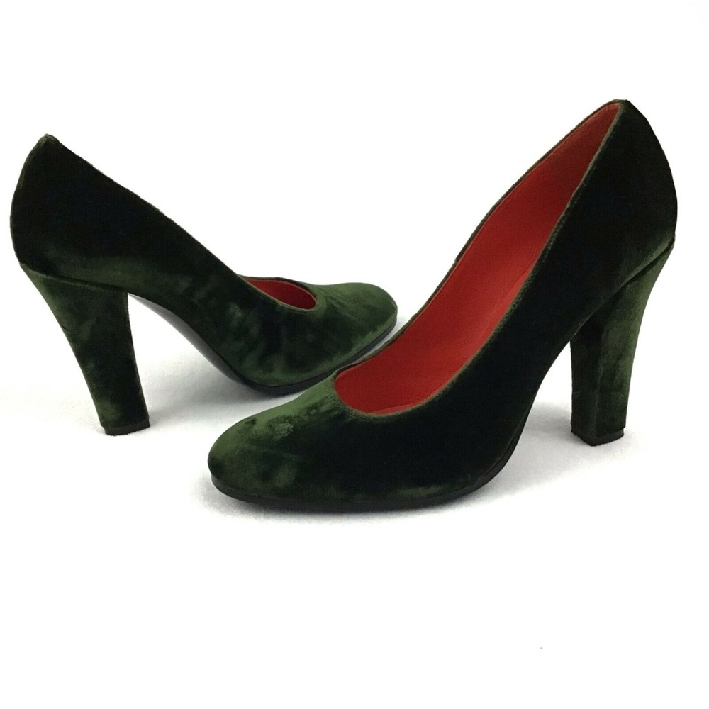 Robert Clergerie Paris Green Velvet Heels 7M